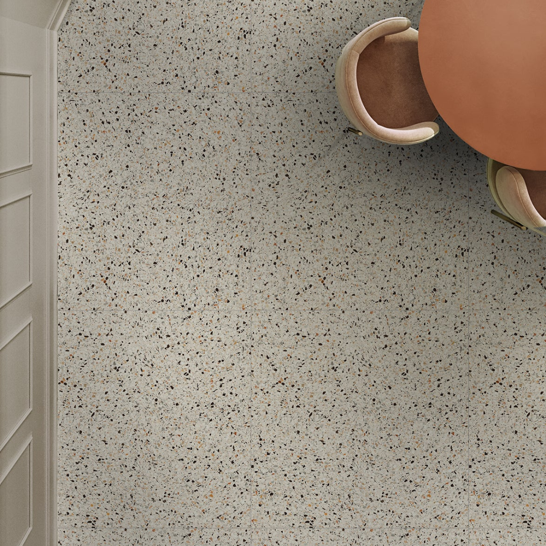 Terrazzo Melody Cream Porcelain Tile 60 x 60cm-Delforno