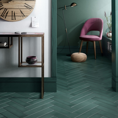 Stromboli Viridian Green Porcelain Tile 9.2 x 36.8cm