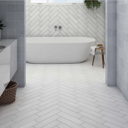 Stromboli White Plume Porcelain Tile 9.2 x 36.8cm-Delforno