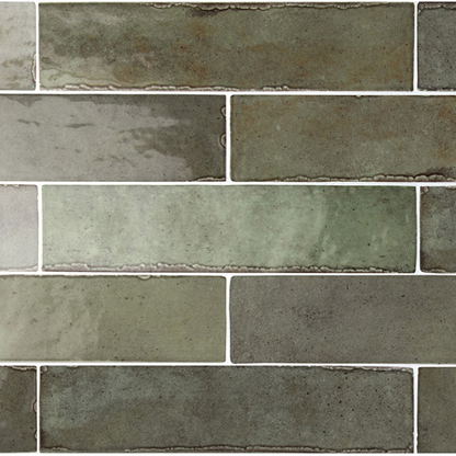 Tribeca Sage Green Porcelain Tile 6 x 24.6cm-Delforno