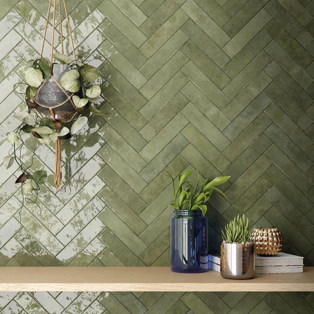 Tribeca Sage Green Porcelain Tile 6 x 24.6cm-Delforno