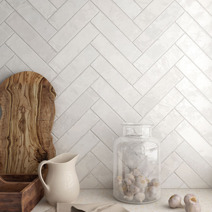 Tribeca Gypsum White Porcelain Tile 6 x 24.6cm-Delforno