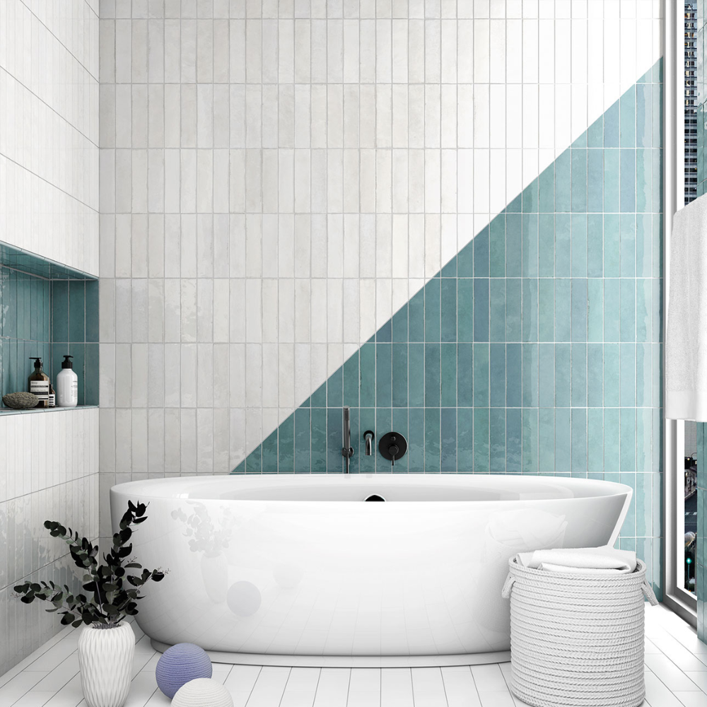 Tribeca Watercolour Porcelain Tile 6 x 24.6cm-Delforno