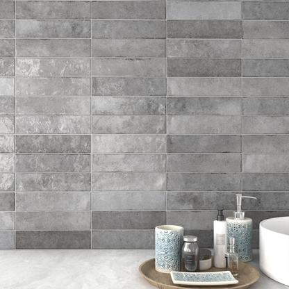 Tribeca Grey Whisper Porcelain Tile 6 x 24.6cm-Delforno