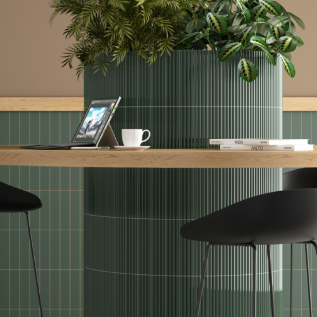 Small Format Costasera Onda Laurel Green Ceramic Tile 5 x 20cm-Delforno