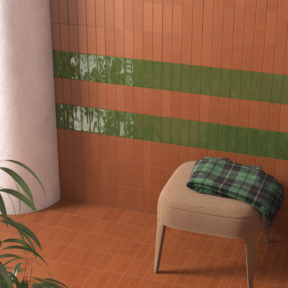 Fango Green Porcelain Tile 5 x 15cm-Delforno