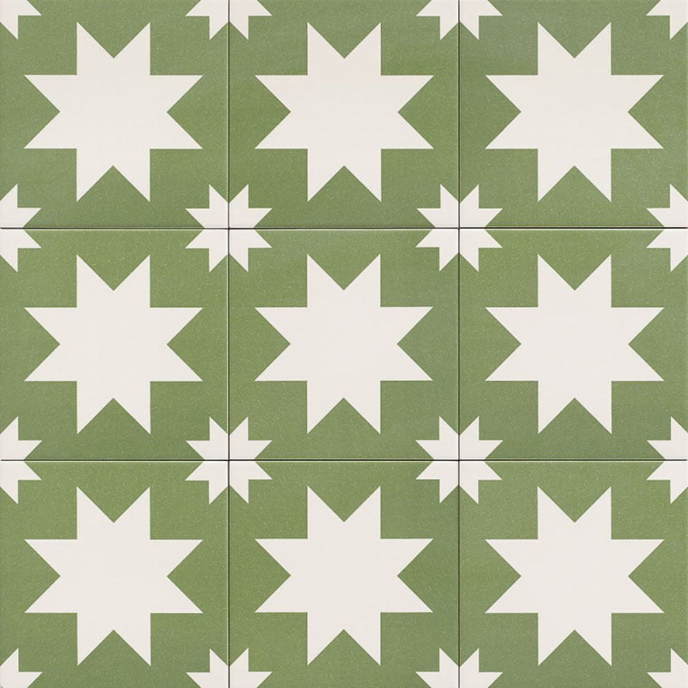 Fired Star Green Matt Porcelain Tile 20 x 20cm-Delforno