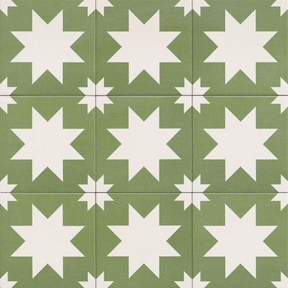 Fired Star Green Matt Porcelain Tile 20 x 20cm-Delforno