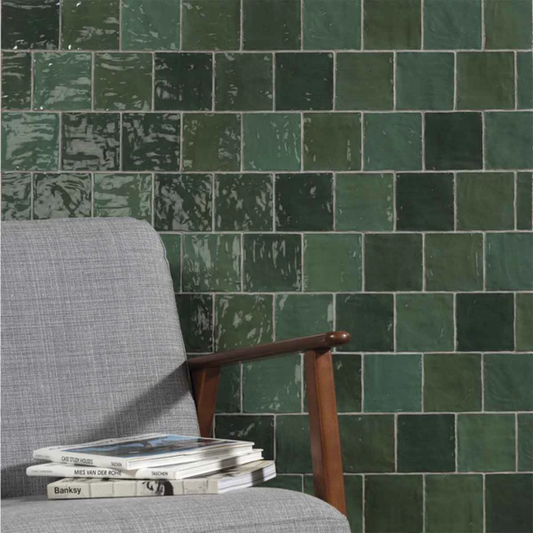 Riad Green Ceramic Tile 10 x 10cm