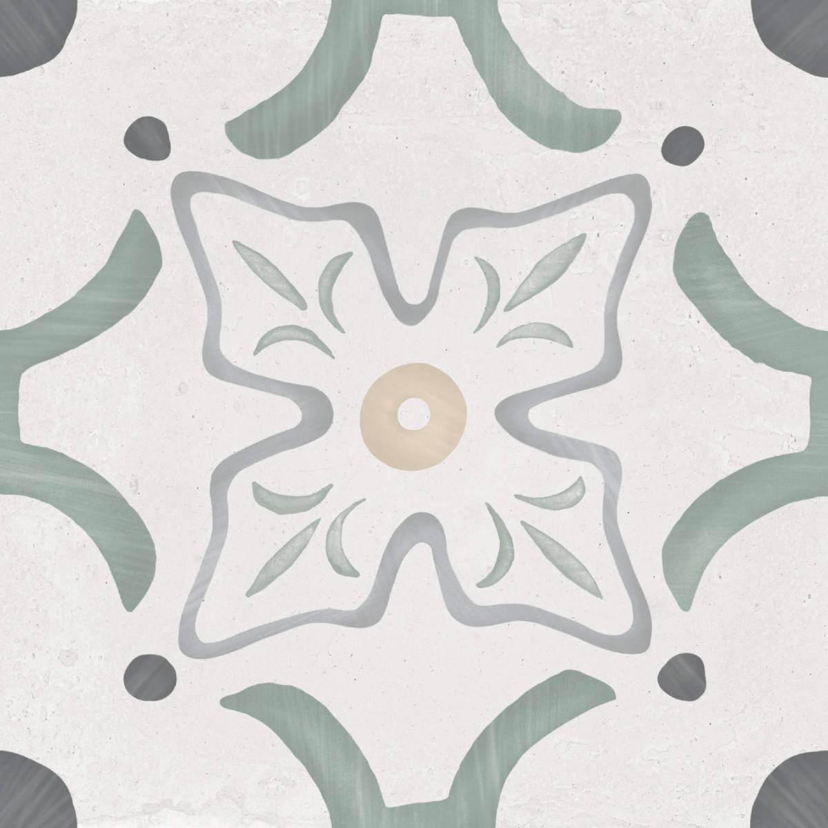Sirocco Green Flower Porcelain Tile 22.3 x 22.3cm