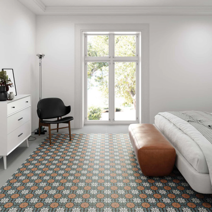 Sync Flower Blue Porcelain Tile 15 x 15cm