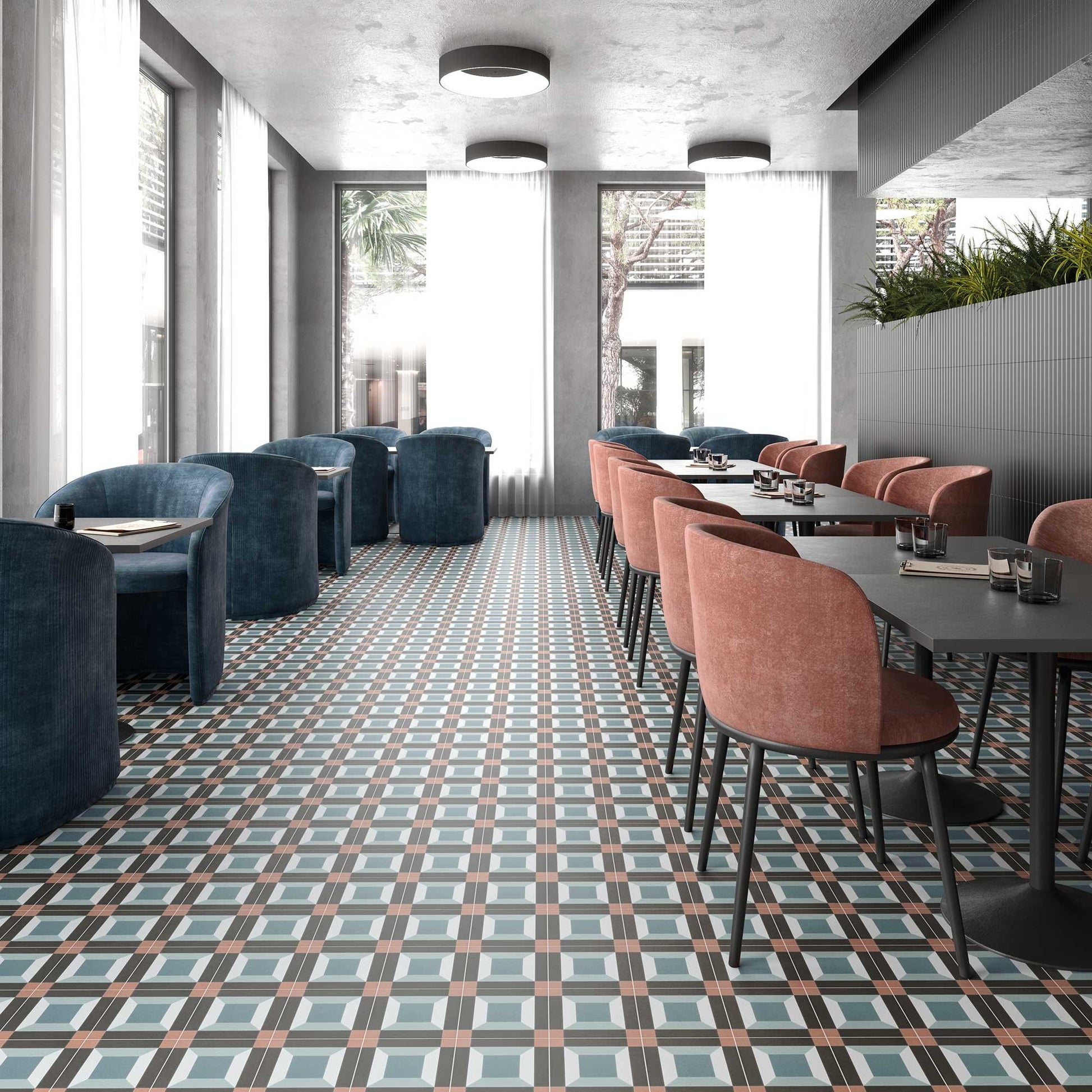 Sync Cube Blue Porcelain Tile 15 x 15cm-Delforno